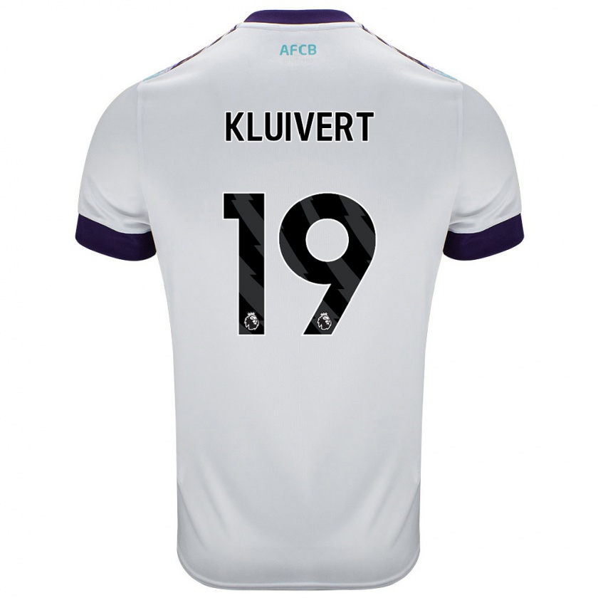 Kandiny Homme Maillot Justin Kluivert #19 Blanc Vert Violet Tenues Extérieur 2024/25 T-Shirt