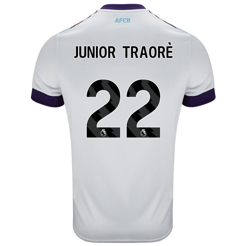 Kandiny Homme Maillot Hamed Junior Traorè #22 Blanc Vert Violet Tenues Extérieur 2024/25 T-Shirt