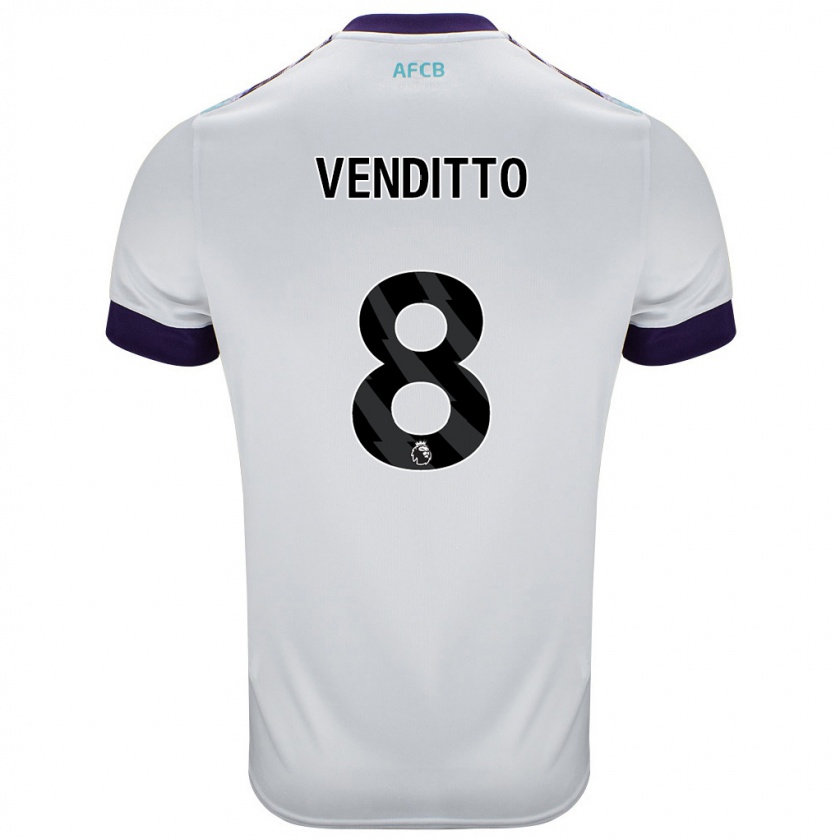 Kandiny Homme Maillot Olivia Venditto #8 Blanc Vert Violet Tenues Extérieur 2024/25 T-Shirt