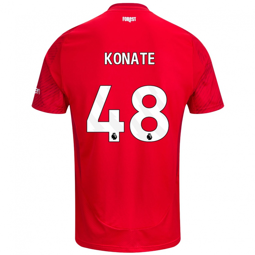 Kandiny Femme Maillot Ateef Konaté #48 Rouge Blanc Tenues Domicile 2024/25 T-Shirt