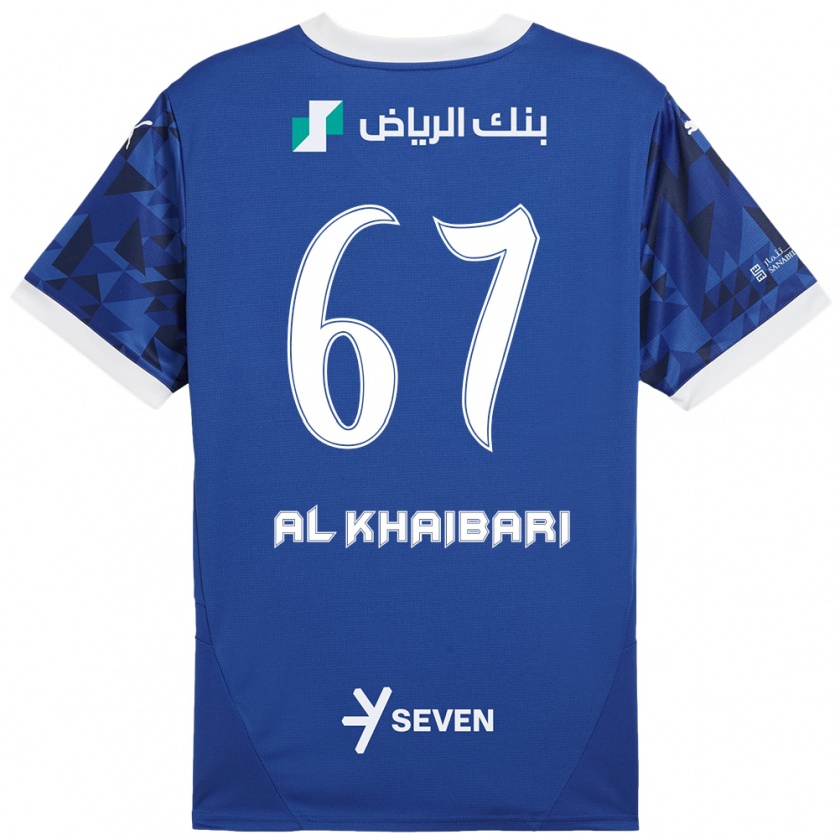 Kandiny Femme Maillot Mohammed Al-Khaibari #67 Bleu Foncé Blanc Tenues Domicile 2024/25 T-Shirt