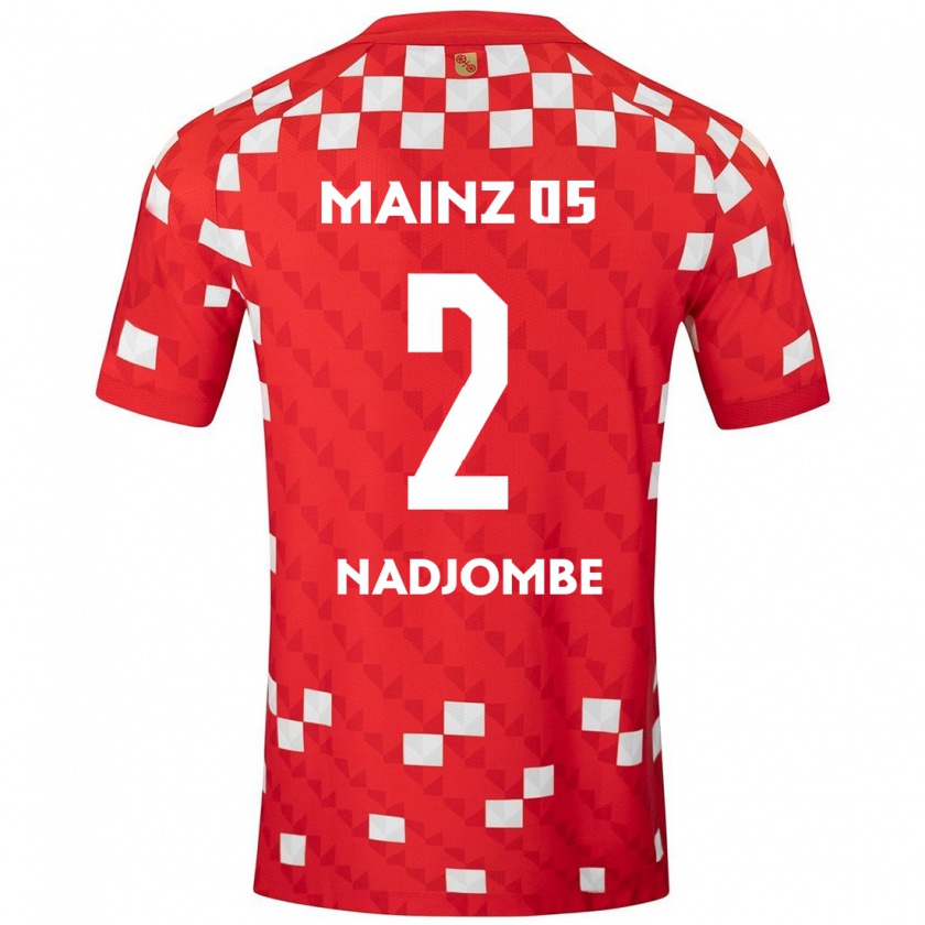 Kandiny Femme Maillot Jean-Marie Nadjombe #2 Blanc Rouge Tenues Domicile 2024/25 T-Shirt