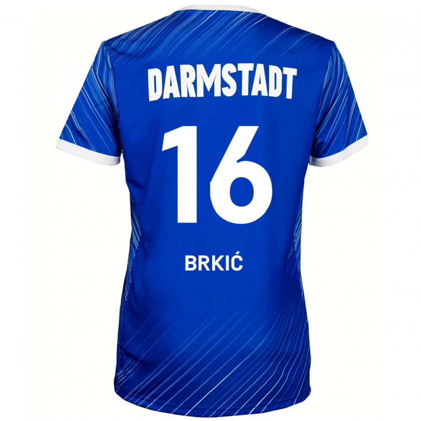 Kandiny Femme Maillot Amar Brkić #16 Bleu Blanc Tenues Domicile 2024/25 T-Shirt