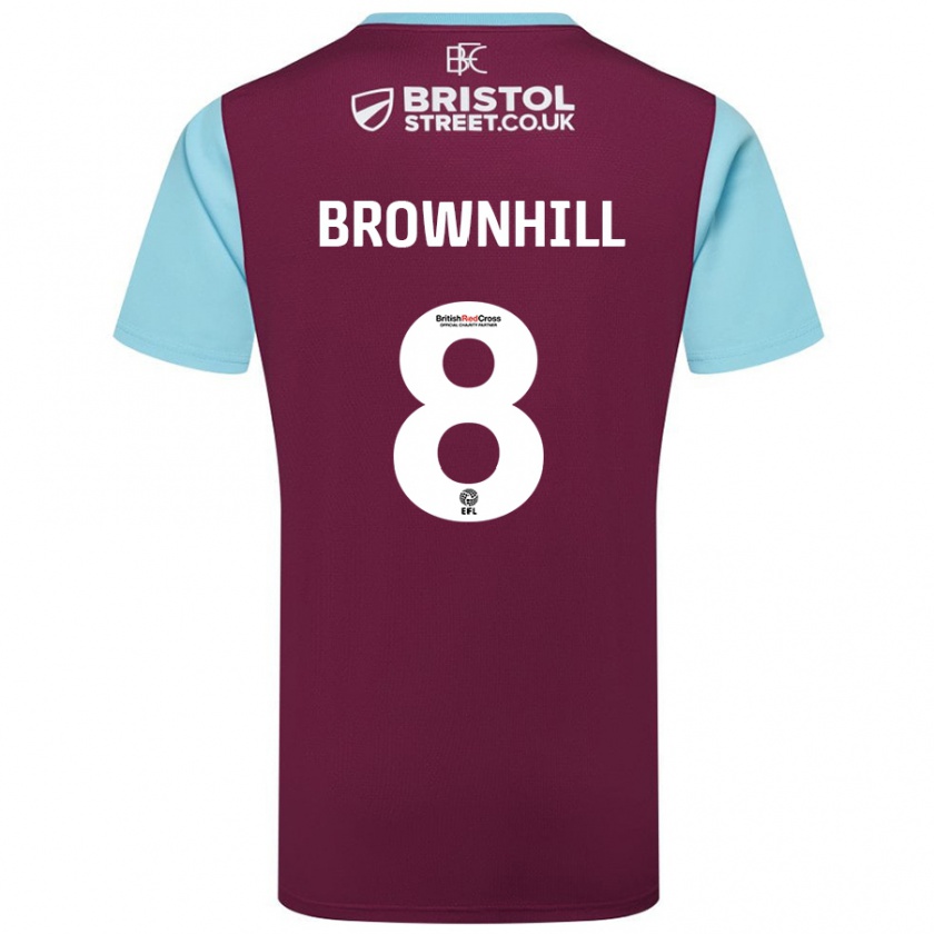 Kandiny Femme Maillot Josh Brownhill #8 Bordeaux Bleu Ciel Tenues Domicile 2024/25 T-Shirt