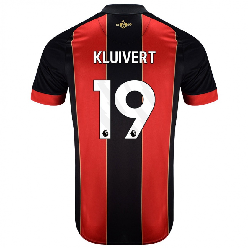 Kandiny Femme Maillot Justin Kluivert #19 Rouge Noir Tenues Domicile 2024/25 T-Shirt