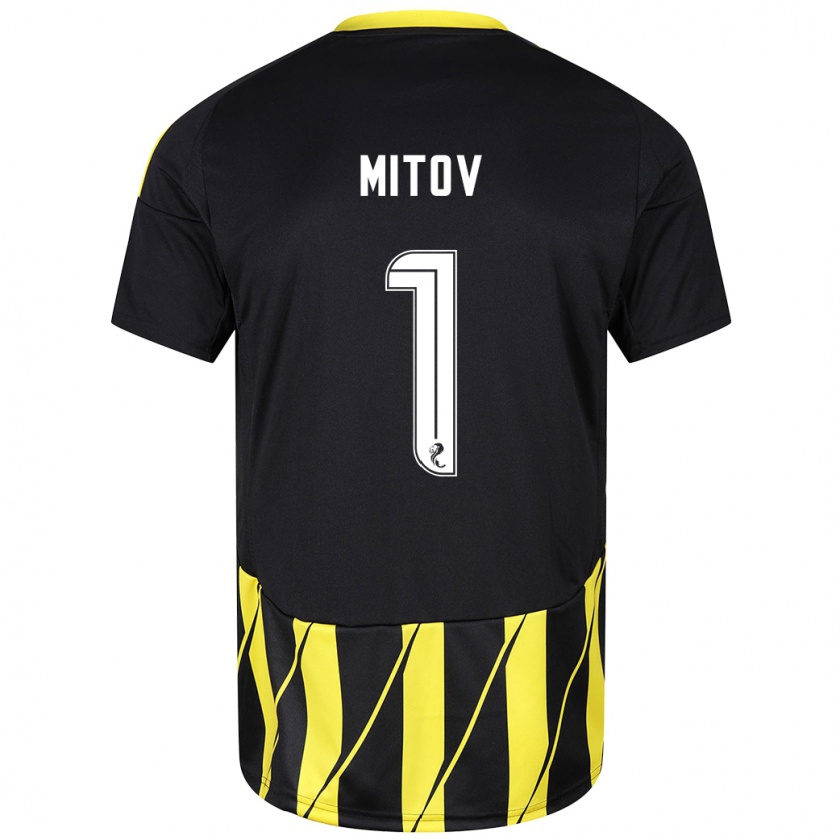 Kandiny Femme Maillot Dimitar Mitov #1 Noir Jaune Tenues Extérieur 2024/25 T-Shirt