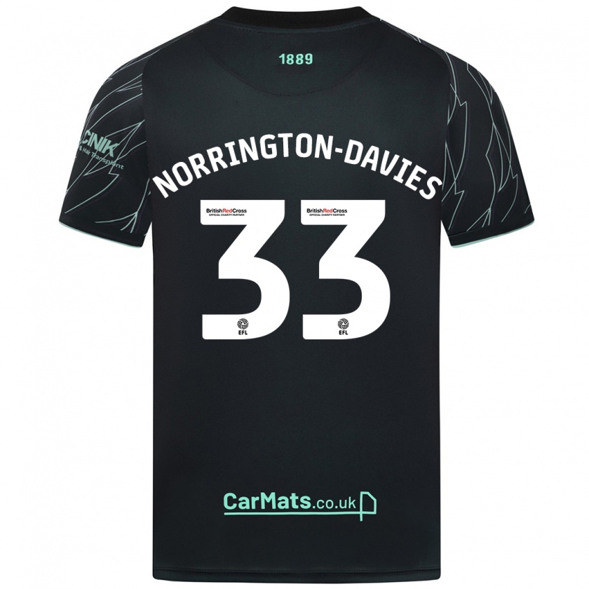 Kandiny Femme Maillot Rhys Norrington-Davies #33 Noir Vert Tenues Extérieur 2024/25 T-Shirt