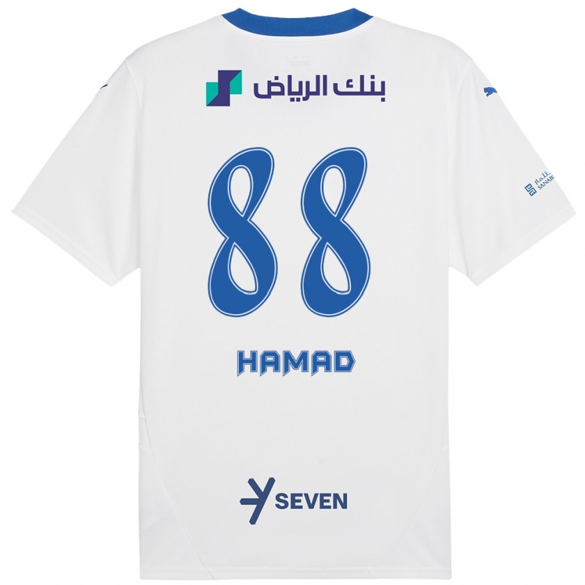 Kandiny Femme Maillot Hamad Al-Yami #88 Blanc Bleu Tenues Extérieur 2024/25 T-Shirt