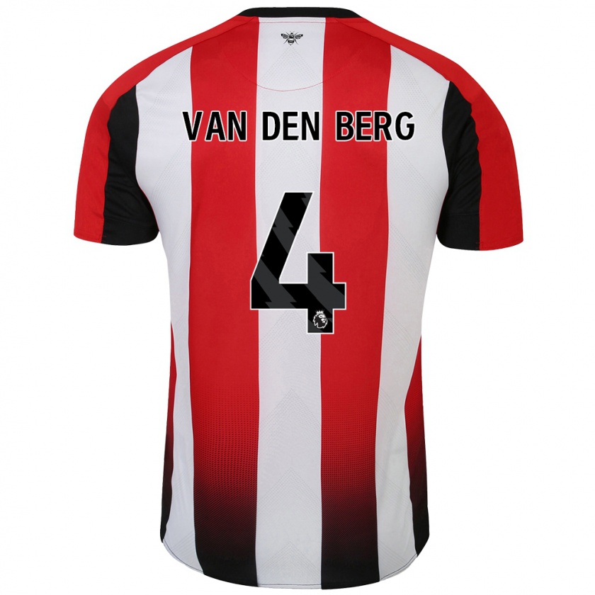 Kandiny Enfant Maillot Sepp Van Den Berg #4 Rouge Blanc Tenues Domicile 2024/25 T-Shirt