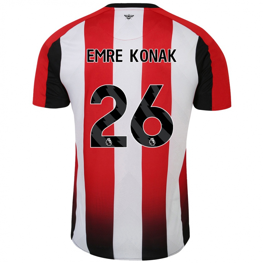 Kandiny Enfant Maillot Yunus Emre Konak #26 Rouge Blanc Tenues Domicile 2024/25 T-Shirt