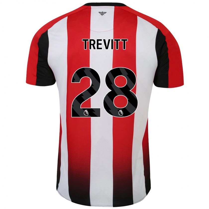 Kandiny Enfant Maillot Ryan Trevitt #28 Rouge Blanc Tenues Domicile 2024/25 T-Shirt