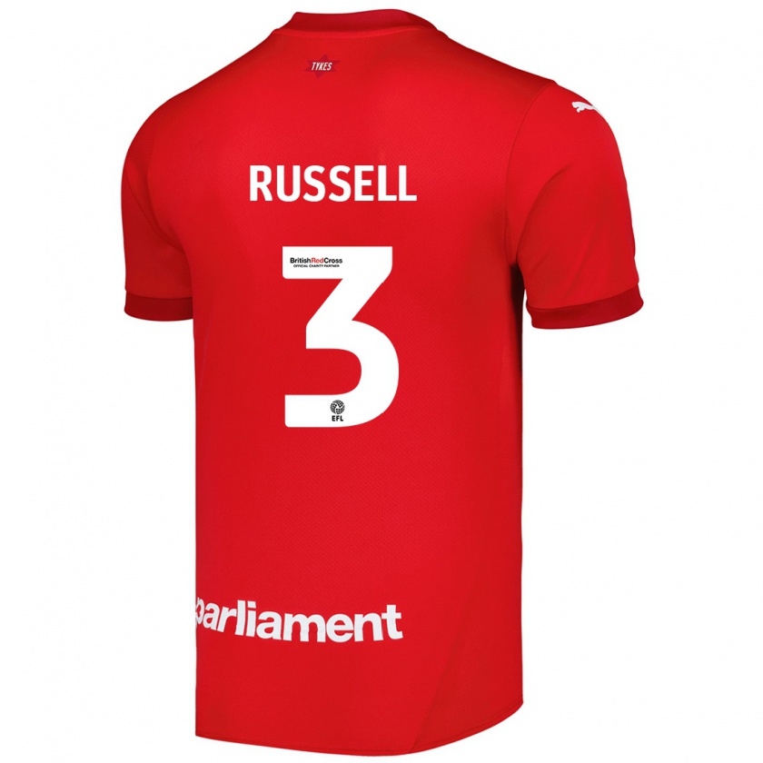 Kandiny Enfant Maillot Jon Russell #3 Rouge Tenues Domicile 2024/25 T-Shirt