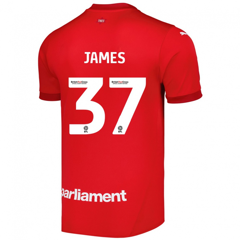 Kandiny Enfant Maillot Nathan James #37 Rouge Tenues Domicile 2024/25 T-Shirt