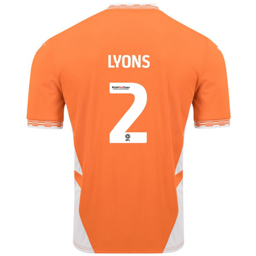 Kandiny Enfant Maillot Andy Lyons #2 Orange Blanc Tenues Domicile 2024/25 T-Shirt