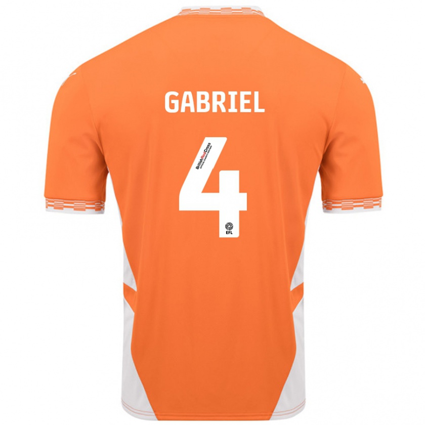 Kandiny Enfant Maillot Jordan Lawrence-Gabriel #4 Orange Blanc Tenues Domicile 2024/25 T-Shirt