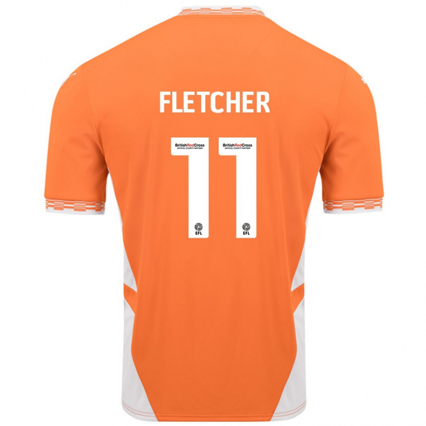 Kandiny Enfant Maillot Ashley Fletcher #11 Orange Blanc Tenues Domicile 2024/25 T-Shirt