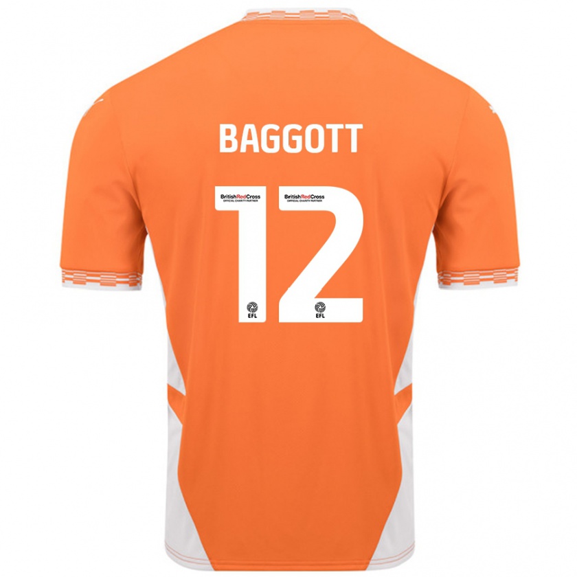 Kandiny Enfant Maillot Elkan Baggott #12 Orange Blanc Tenues Domicile 2024/25 T-Shirt