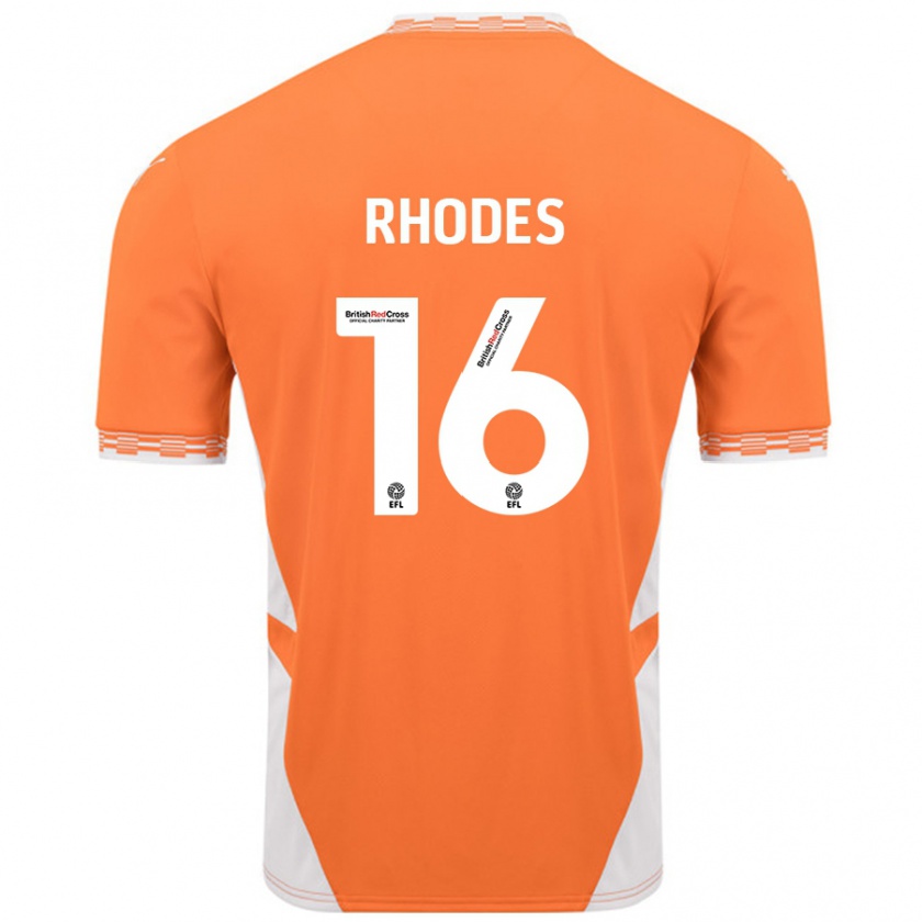 Kandiny Enfant Maillot Jordan Rhodes #16 Orange Blanc Tenues Domicile 2024/25 T-Shirt