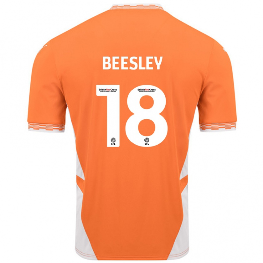 Kandiny Enfant Maillot Jake Beesley #18 Orange Blanc Tenues Domicile 2024/25 T-Shirt