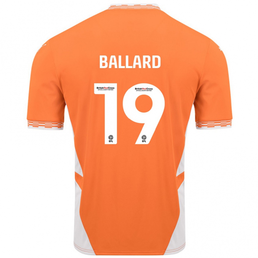 Kandiny Enfant Maillot Dom Ballard #19 Orange Blanc Tenues Domicile 2024/25 T-Shirt