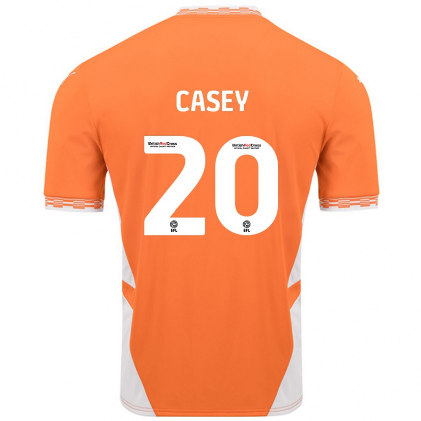 Kandiny Enfant Maillot Oliver Casey #20 Orange Blanc Tenues Domicile 2024/25 T-Shirt