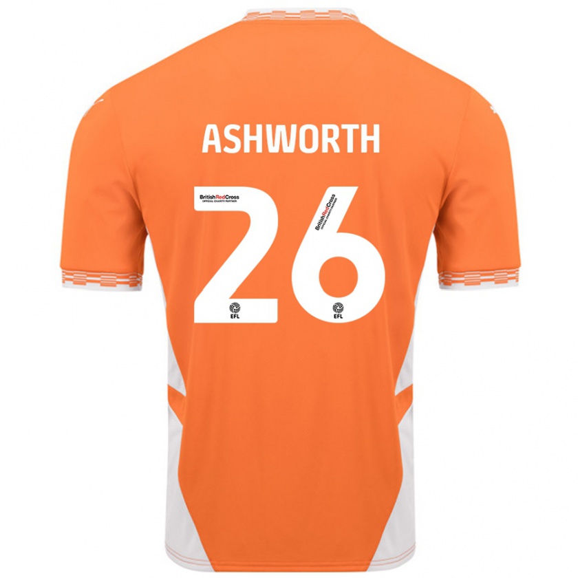 Kandiny Enfant Maillot Zac Ashworth #26 Orange Blanc Tenues Domicile 2024/25 T-Shirt