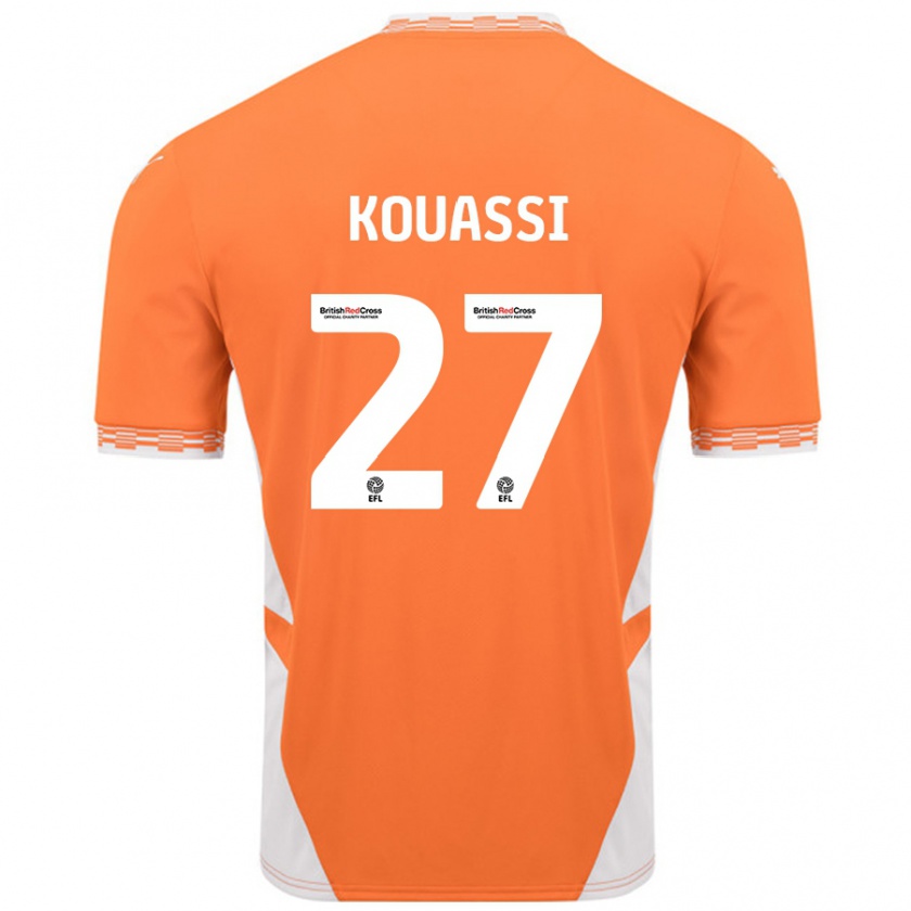 Kandiny Enfant Maillot Kylian Kouassi #27 Orange Blanc Tenues Domicile 2024/25 T-Shirt