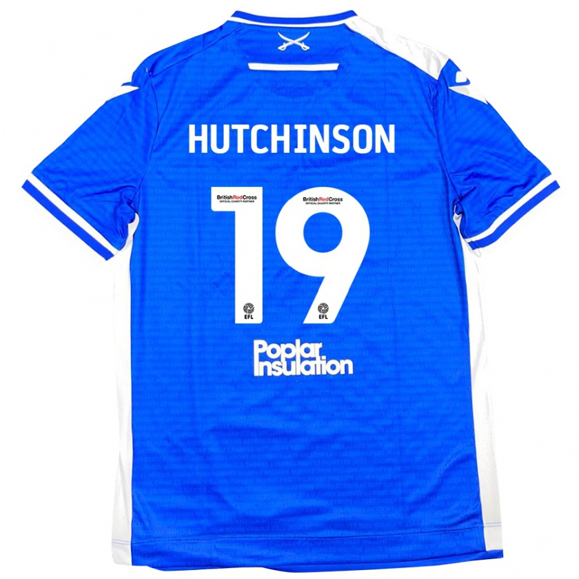 Kandiny Enfant Maillot Isaac Hutchinson #19 Bleu Blanc Tenues Domicile 2024/25 T-Shirt