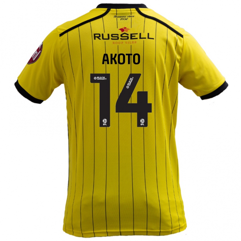 Kandiny Enfant Maillot Nick Akoto #14 Jaune Tenues Domicile 2024/25 T-Shirt