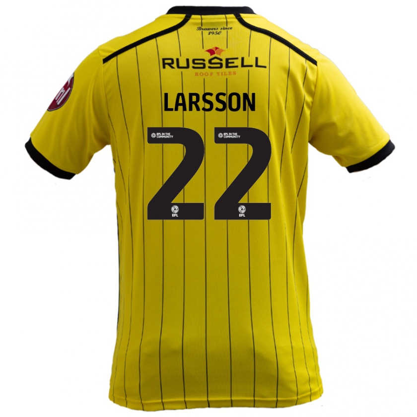 Kandiny Enfant Maillot Julian Larsson #22 Jaune Tenues Domicile 2024/25 T-Shirt