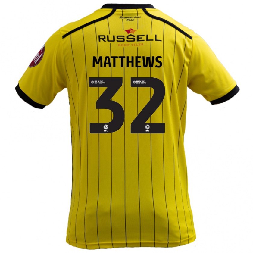 Kandiny Enfant Maillot Daniel Matthews #32 Jaune Tenues Domicile 2024/25 T-Shirt