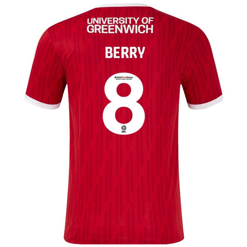 Kandiny Enfant Maillot Luke Berry #8 Rouge Blanc Tenues Domicile 2024/25 T-Shirt