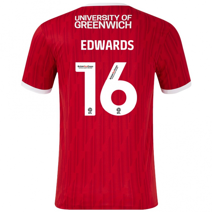 Kandiny Enfant Maillot Josh Edwards #16 Rouge Blanc Tenues Domicile 2024/25 T-Shirt