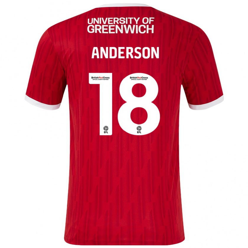 Kandiny Enfant Maillot Karoy Anderson #18 Rouge Blanc Tenues Domicile 2024/25 T-Shirt