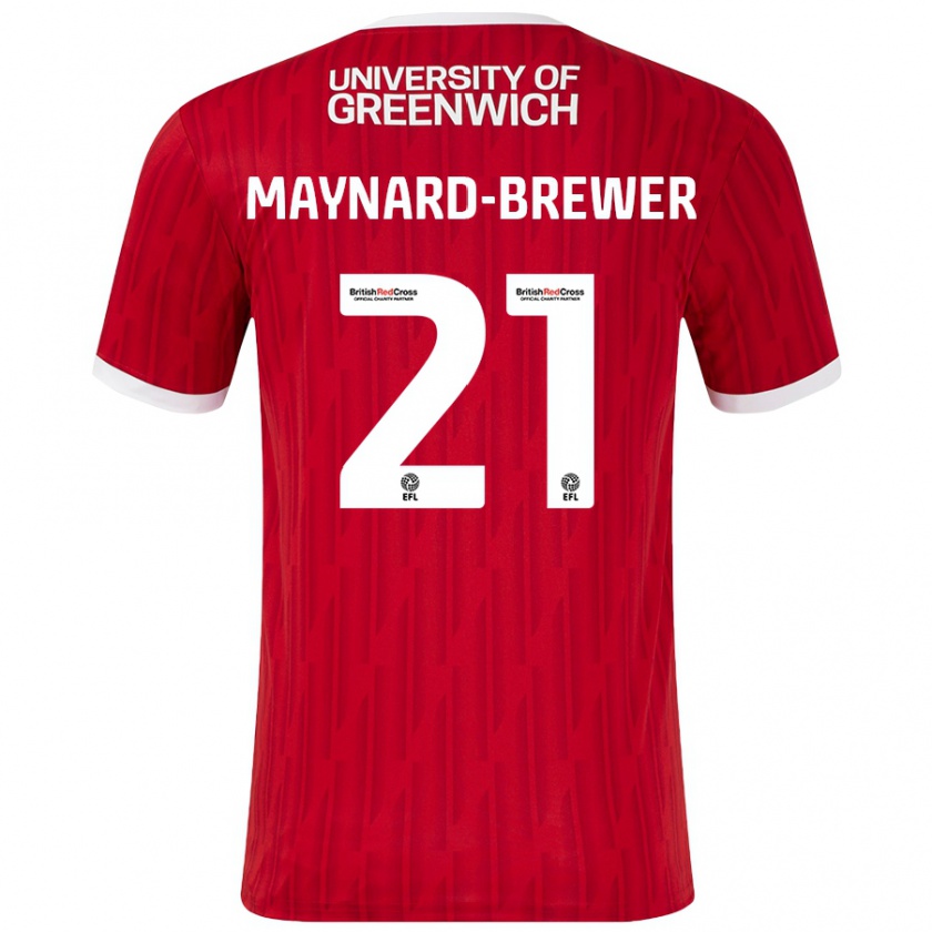 Kandiny Enfant Maillot Ashley Maynard-Brewer #21 Rouge Blanc Tenues Domicile 2024/25 T-Shirt