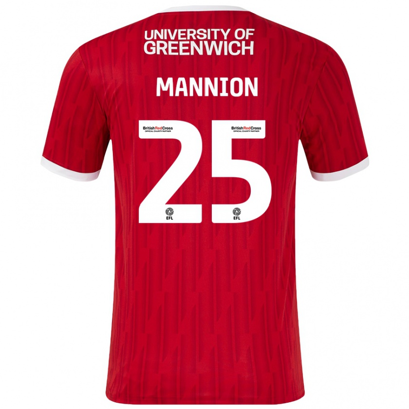 Kandiny Enfant Maillot Will Mannion #25 Rouge Blanc Tenues Domicile 2024/25 T-Shirt