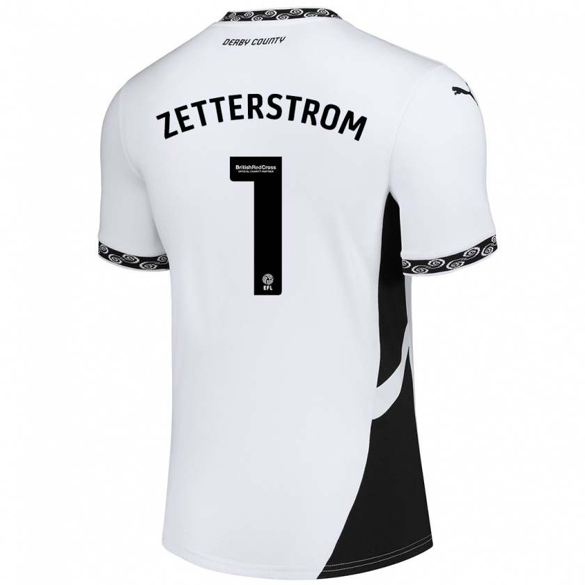 Kandiny Enfant Maillot Jacob Widell Zetterström #1 Blanc Noir Tenues Domicile 2024/25 T-Shirt