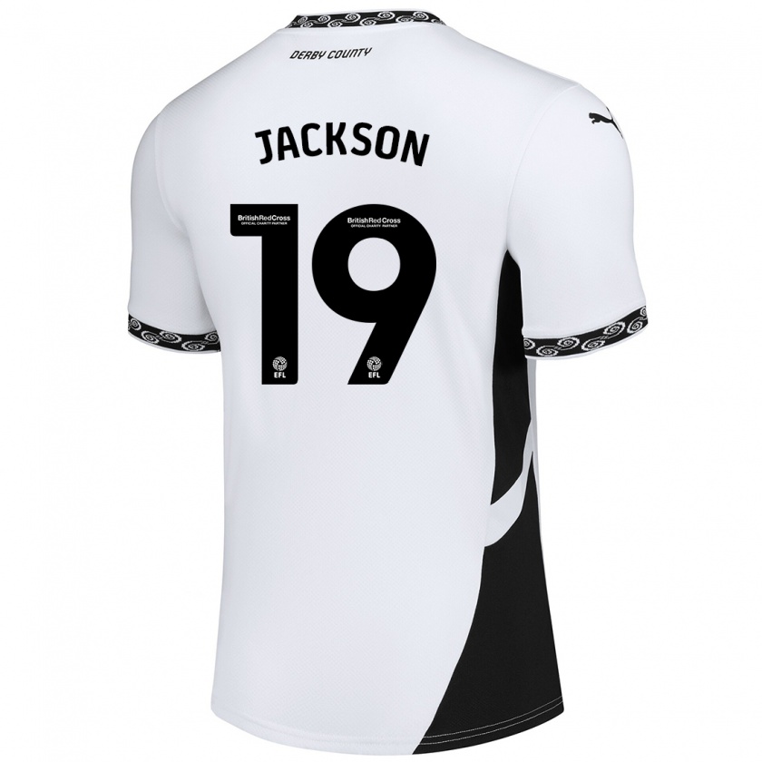 Kandiny Enfant Maillot Kayden Jackson #19 Blanc Noir Tenues Domicile 2024/25 T-Shirt