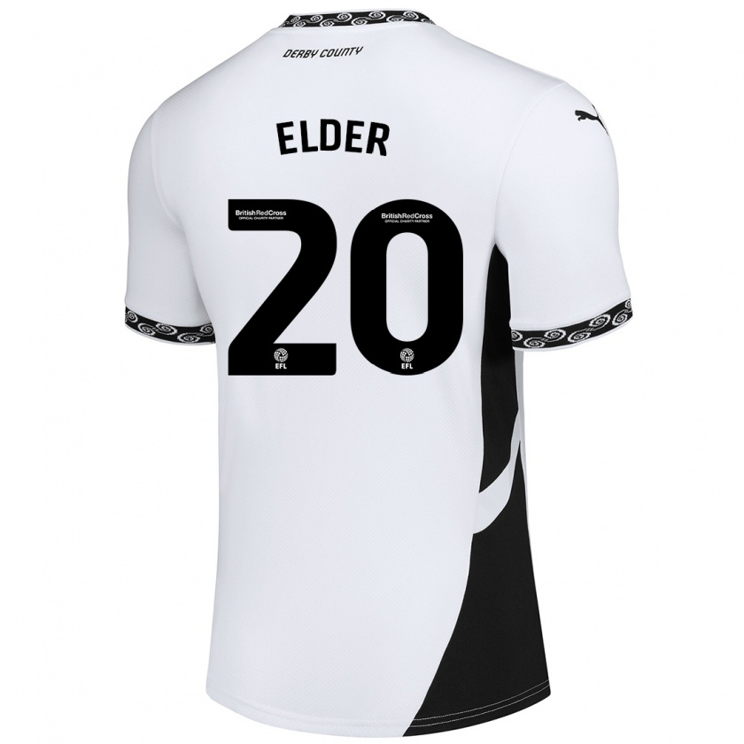 Kandiny Enfant Maillot Callum Elder #20 Blanc Noir Tenues Domicile 2024/25 T-Shirt