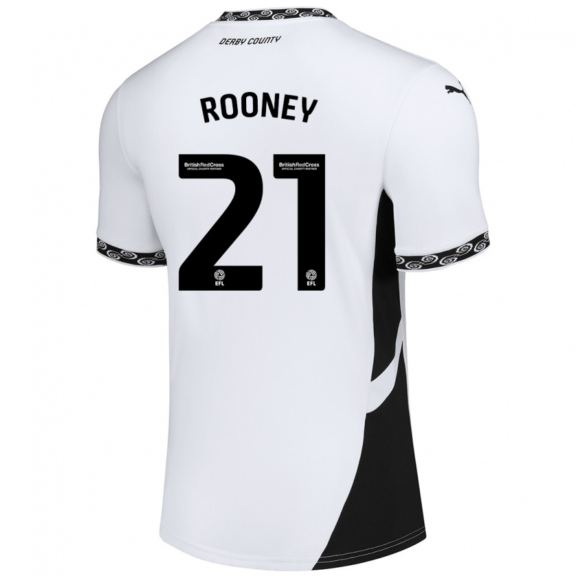 Kandiny Enfant Maillot Jake Rooney #21 Blanc Noir Tenues Domicile 2024/25 T-Shirt