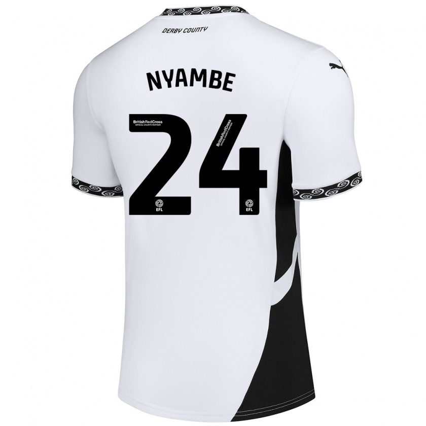 Kandiny Enfant Maillot Ryan Nyambe #24 Blanc Noir Tenues Domicile 2024/25 T-Shirt