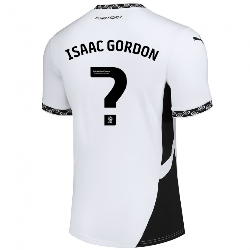 Kandiny Enfant Maillot Isaac Gordon #0 Blanc Noir Tenues Domicile 2024/25 T-Shirt