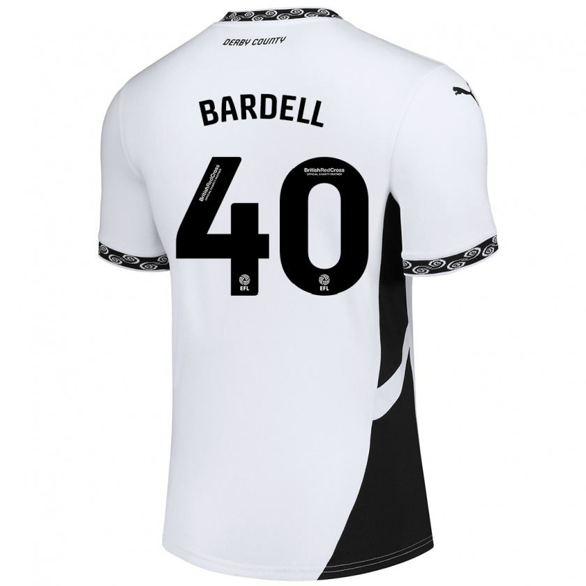 Kandiny Enfant Maillot Max Bardell #40 Blanc Noir Tenues Domicile 2024/25 T-Shirt