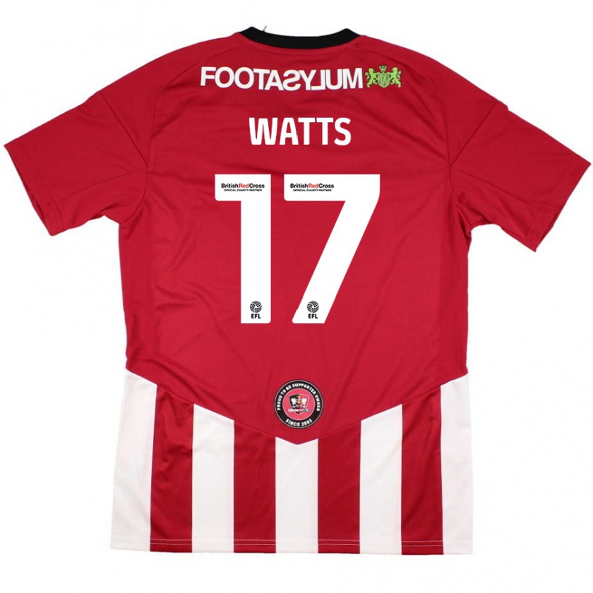 Kandiny Enfant Maillot Caleb Watts #17 Rouge Blanc Tenues Domicile 2024/25 T-Shirt