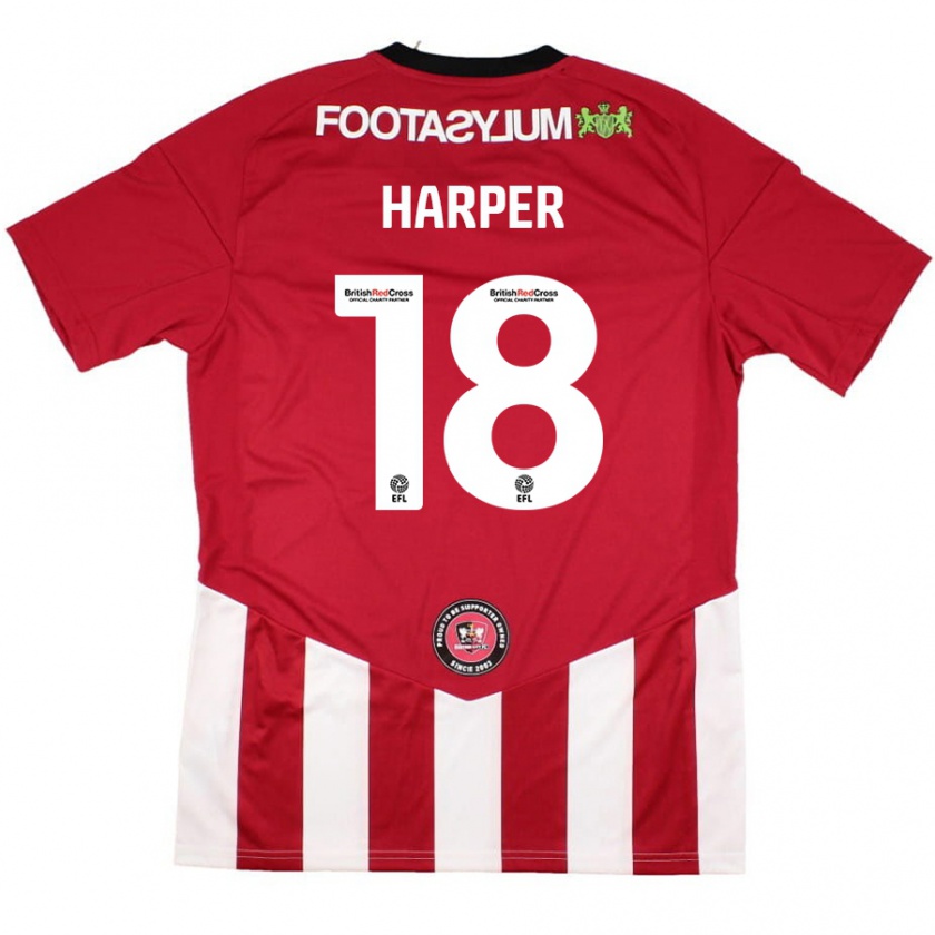 Kandiny Enfant Maillot Vincent Harper #18 Rouge Blanc Tenues Domicile 2024/25 T-Shirt