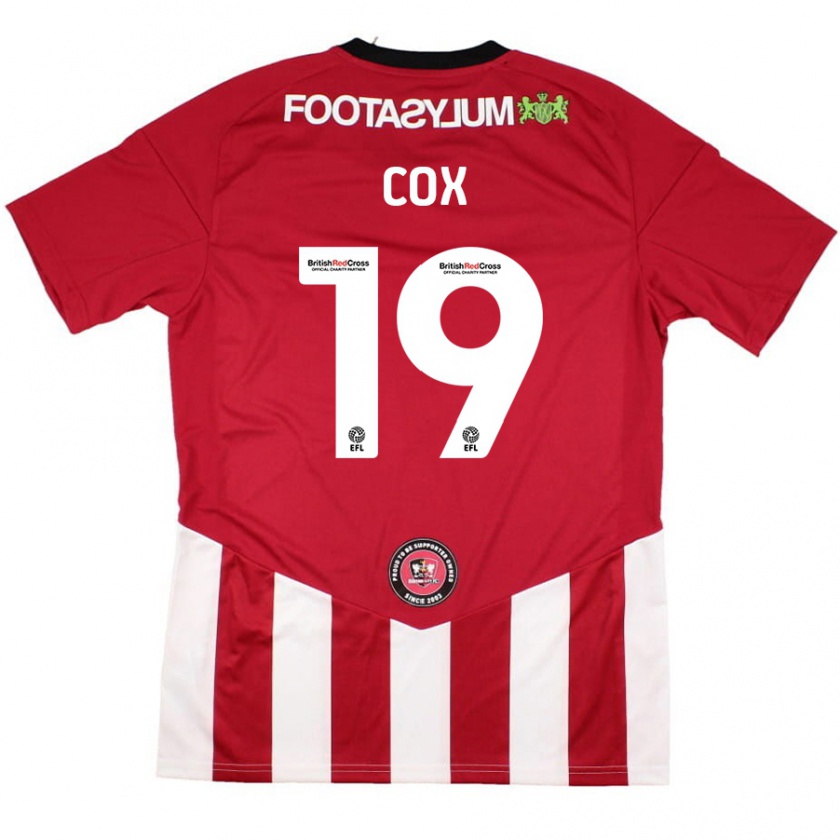 Kandiny Enfant Maillot Sonny Cox #19 Rouge Blanc Tenues Domicile 2024/25 T-Shirt