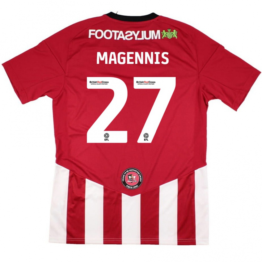 Kandiny Enfant Maillot Josh Magennis #27 Rouge Blanc Tenues Domicile 2024/25 T-Shirt