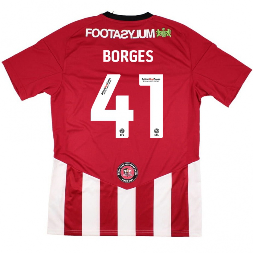 Kandiny Enfant Maillot Pedro Borges #41 Rouge Blanc Tenues Domicile 2024/25 T-Shirt