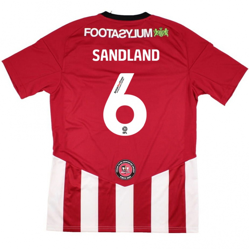 Kandiny Enfant Maillot Jess Sandland #6 Rouge Blanc Tenues Domicile 2024/25 T-Shirt