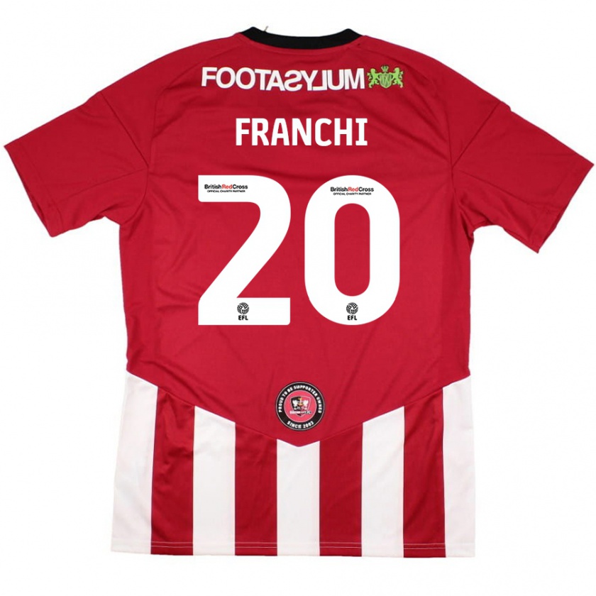 Kandiny Enfant Maillot Matilda Franchi #20 Rouge Blanc Tenues Domicile 2024/25 T-Shirt